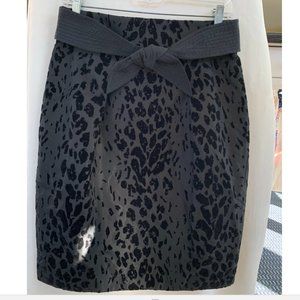 black flocked taffeta waisted skirt